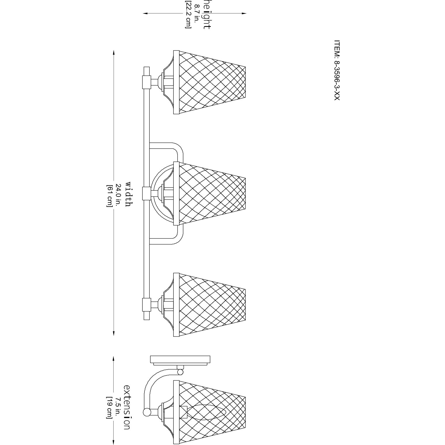 Candler 3 Light 24 inch Warm Brass Bathroom Vanity Light Wall Light