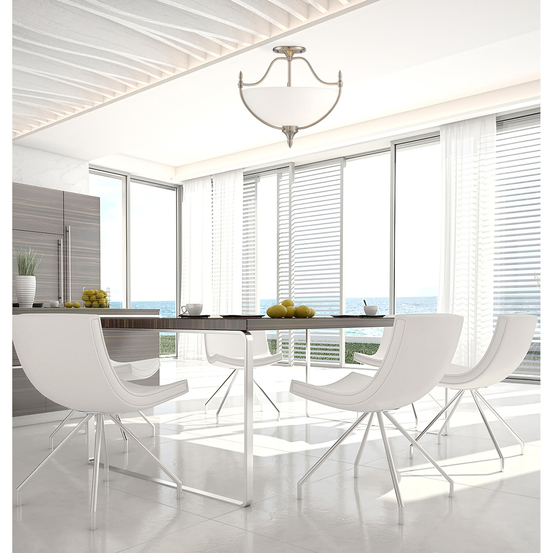 Herndon 3 Light 18 inch Satin Nickel Semi-Flush Ceiling Light, Essentials