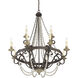 Mallory 12 Light 38 inch Fossil Stone Chandelier Ceiling Light, 10ft of chain 12ft  wire
