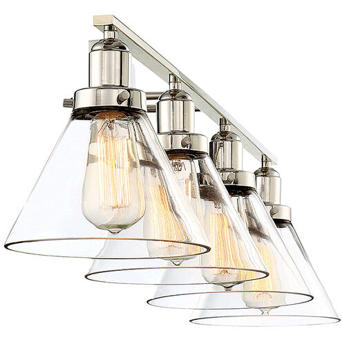 Drake 4 Light 38 inch Polished Nickel Bathroom Vanity Light Wall Light, Essentials