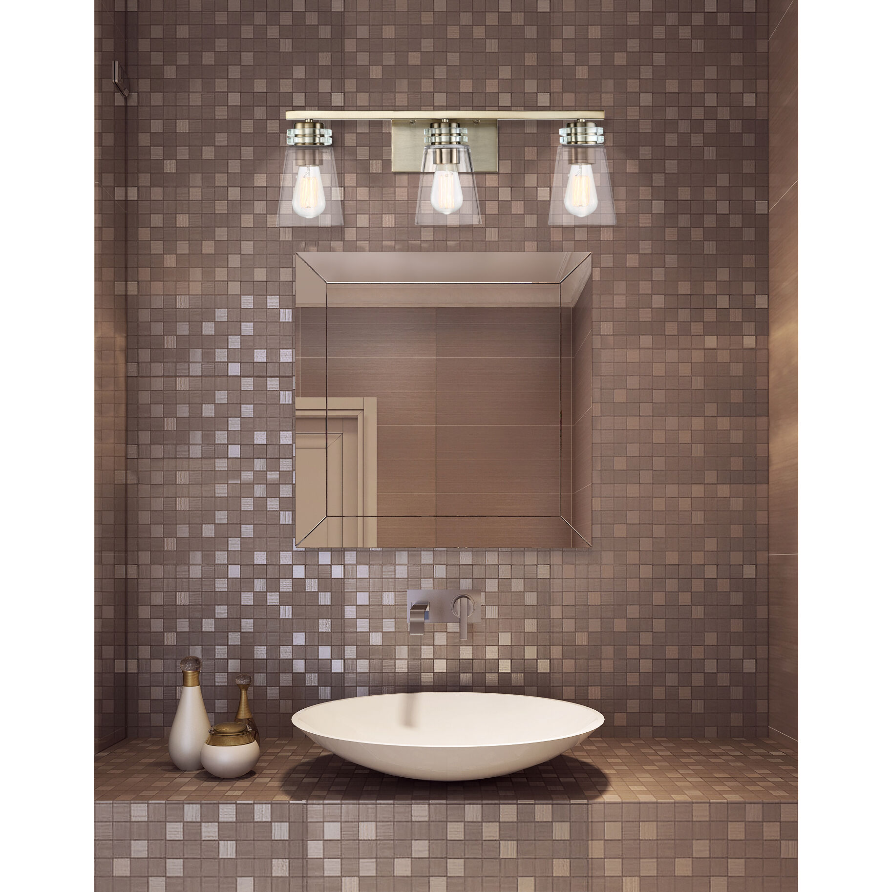 Brannon 3 Light 24 inch Noble Brass Bathroom Vanity Light Wall Light