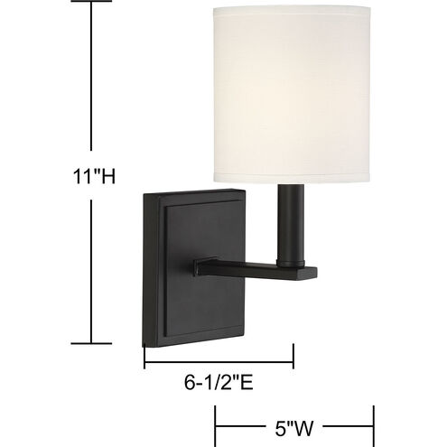 Waverly 1 Light 5 inch Matte Black Wall Sconce Wall Light, Essentials