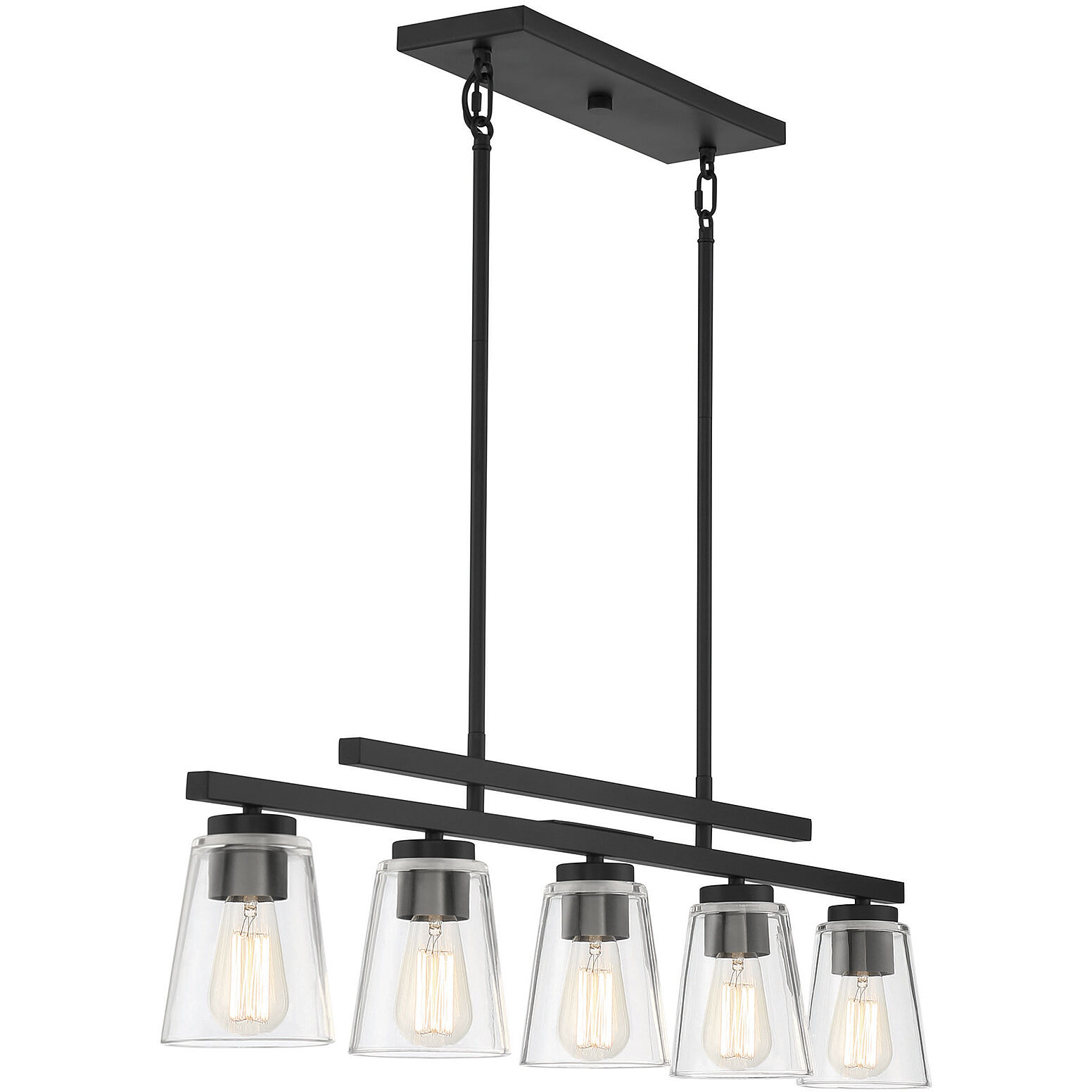 Calhoun 5 Light 40 inch Matte Black Linear Chandelier Ceiling Light, Essentials