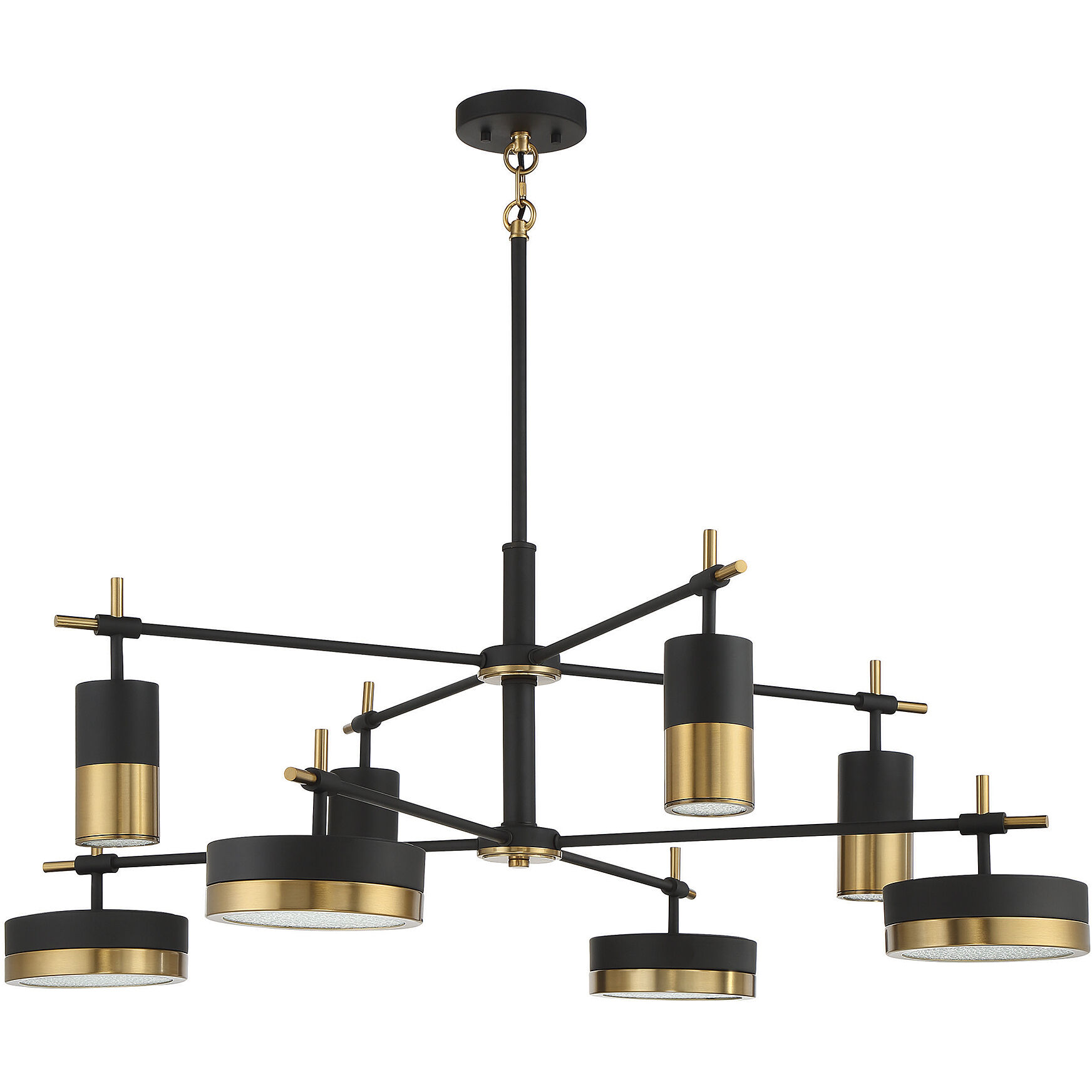 Savoy House 1-1637-8-143 Ashor LED 42 inch Black with Warm Brass Accents  Chandelier Ceiling Light