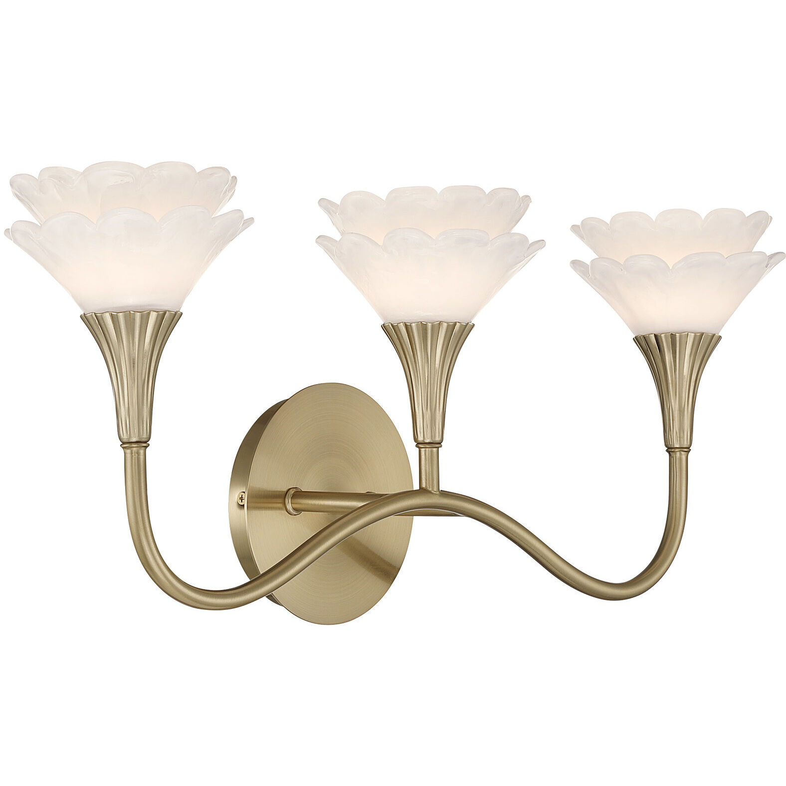 Florena 3 Light 22 inch Noble Brass Bathroom Vanity Light Wall Light