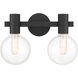 Wright 2 Light 15.5 inch Black Bathroom Vanity Light Wall Light