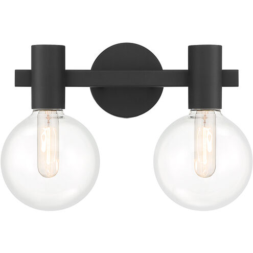 Wright 2 Light 15.5 inch Black Bathroom Vanity Light Wall Light