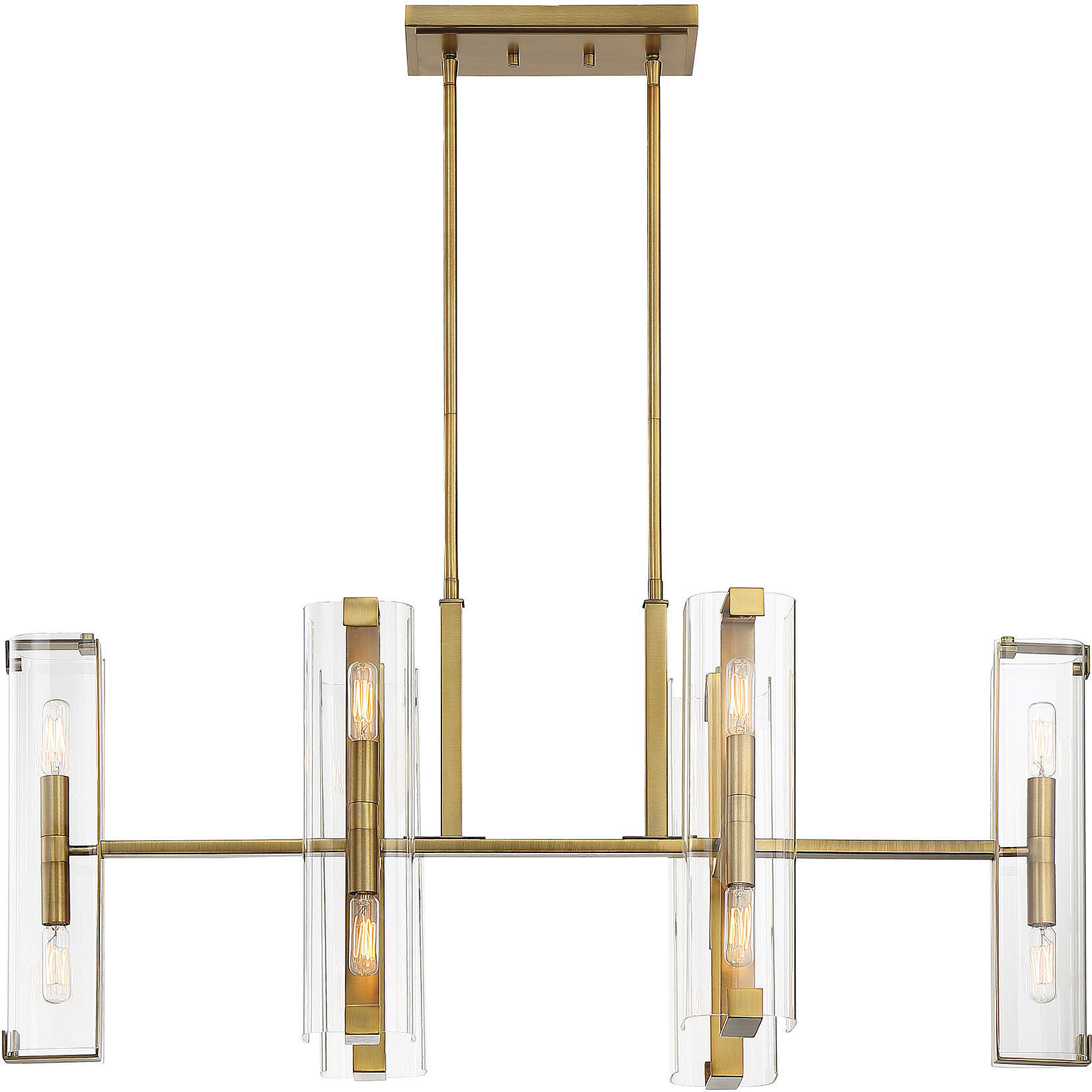Winfield 12 Light 38 inch Warm Brass Linear Chandelier Ceiling Light, Essentials