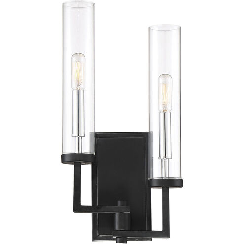 Folsom 6.75 inch 60.00 watt Matte Black with Polished Chrome Accents Adjustable Wall Sconce Wall Light