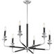 Davidson 6 Light 32 inch Matte Black with Polished Chrome Accents Chandelier Ceiling Light