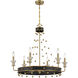Iris 6 Light 31.5 inch Black with Warm Brass Accents Chandelier Ceiling Light