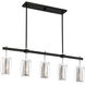 Dunbar 5 Light 40 inch Matte Black with Polished Chrome Accents Linear Chandelier Ceiling Light