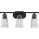 Chantilly 3 Light 22 inch Matte Black Vanity Light Wall Light, Essentials