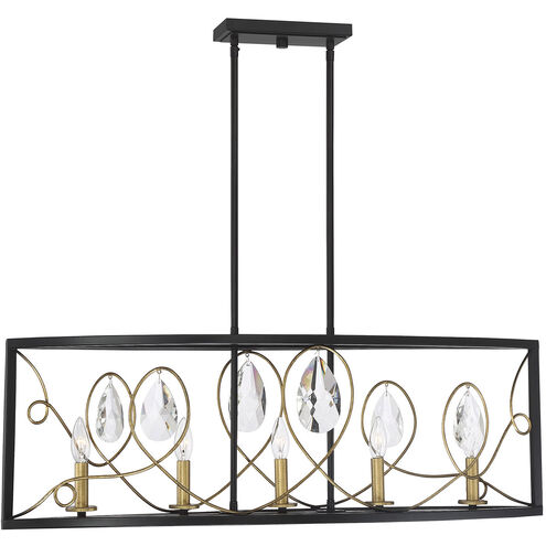 Suave 5 Light 37 inch Como Black with Gold Linear Chandelier Ceiling Light