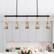 Dunbar 5 Light 40 inch Warm Brass with Bronze Linear Chandelier Ceiling Light