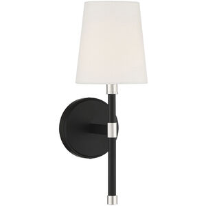 Brody 1 Light 6 inch Black with Polished Nickel Accents Wall Sconce Wall Light in Matte Black with Polished Nickel, Essentials