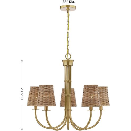 Ashbury 5 Light 27.5 inch Warm Brass Chandelier Ceiling Light