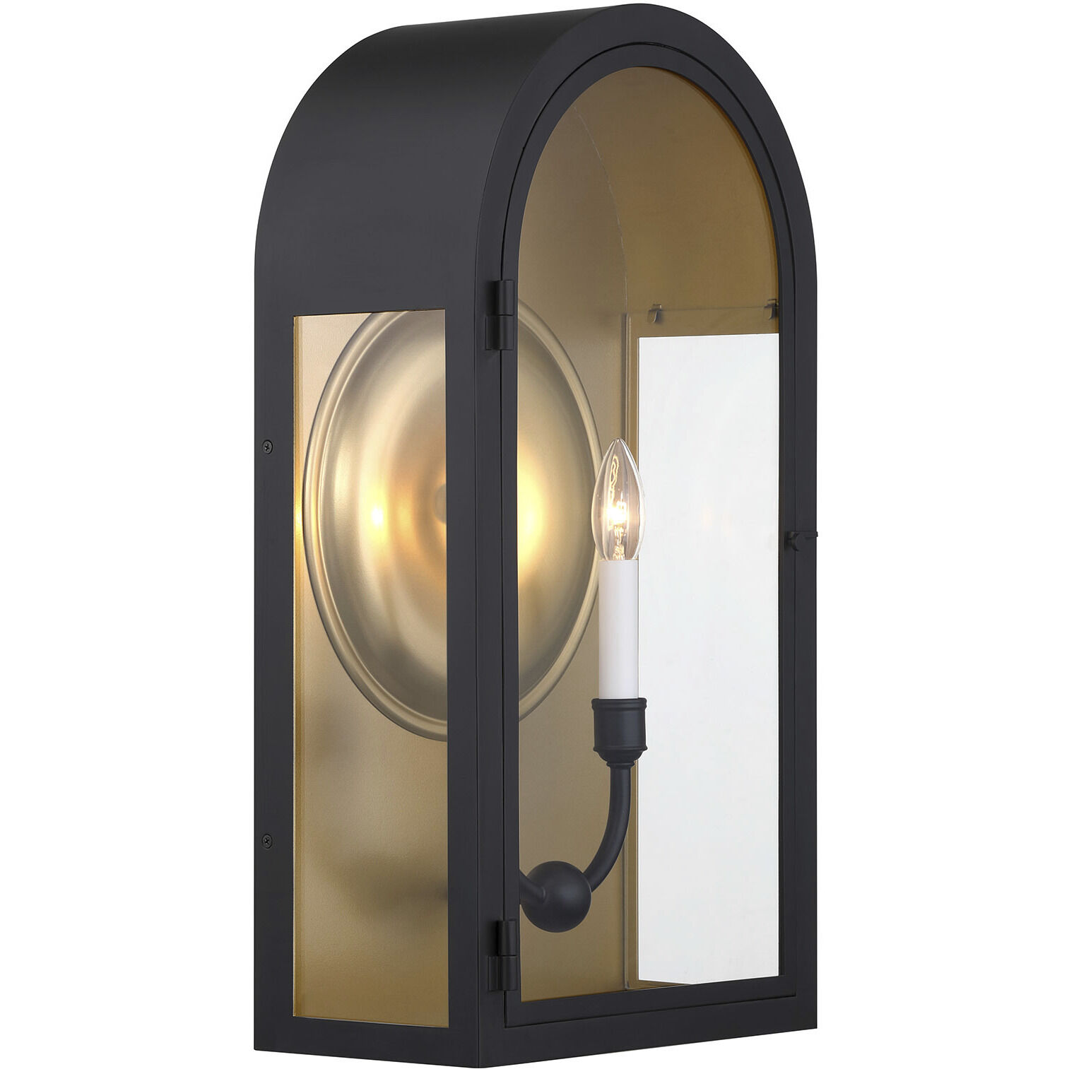 Grotto 2 Light 22.5 inch Matte Black with Vintage Gold Outdoor Wall Lantern