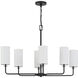 Powell 6 Light 35 inch Matte Black Linear Chandelier Ceiling Light, Essentials