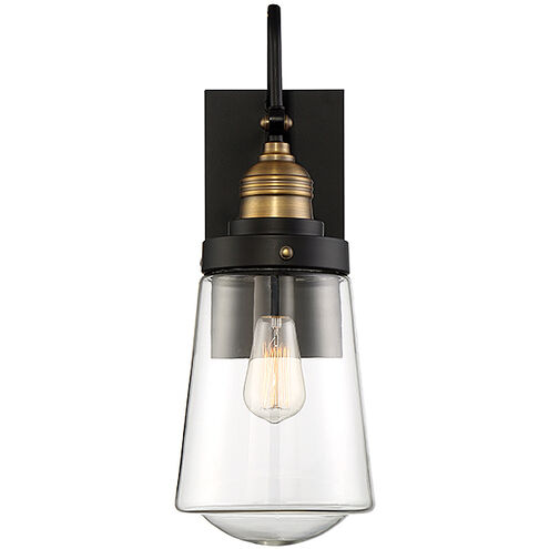 Macauley 1 Light 14 inch Vintage Black with Warm Brass Outdoor Wall Lantern