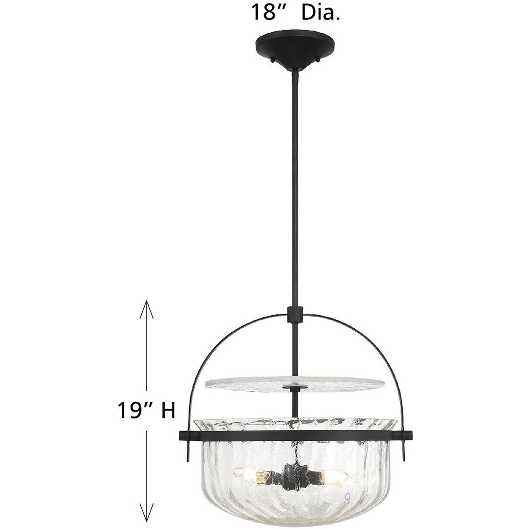 Denmar 4 Light 18 inch Matte Black Covertible SemiFlush Ceiling Light