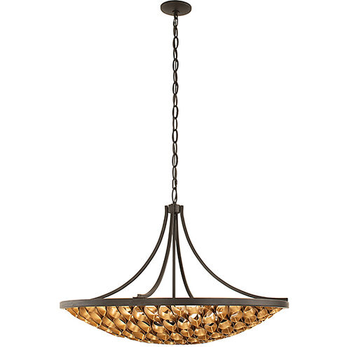 Ventura 8 Light 36 inch Matte Black and Gold Pendant Ceiling Light