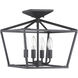 Townsend 4 Light 13 inch Matte Black Semi-Flush Ceiling Light, Essentials