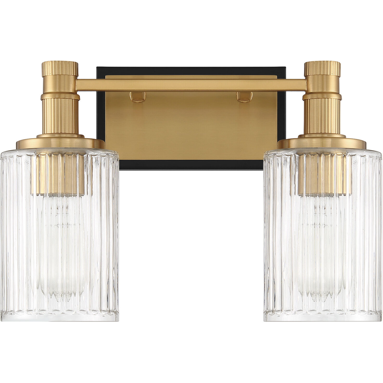 Concord 2 Light 15 inch Black with Warm Brass Accents Bathroom Vanity Light Wall Light