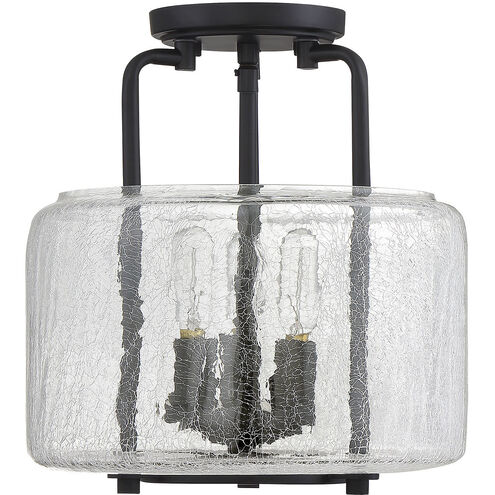 Avalon 3 Light 11.38 inch Matte Black Semi-Flush Ceiling Light, Essentials