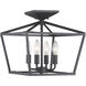 Townsend 4 Light 13 inch Matte Black Semi-Flush Ceiling Light, Essentials