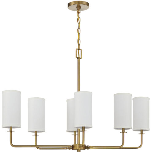 Powell 6 Light 35 inch Warm Brass Linear Chandelier Ceiling Light, Essentials