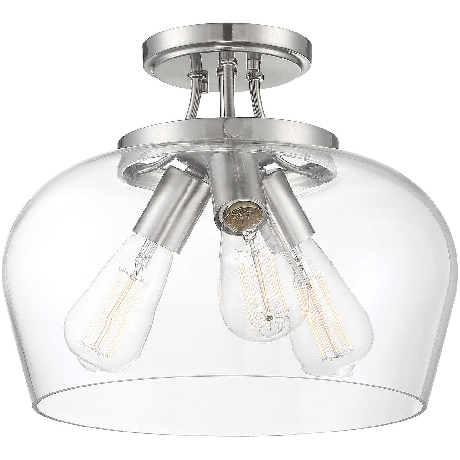 Octave 3 Light 13 inch Satin Nickel Semi-Flush Ceiling Light, Essentials