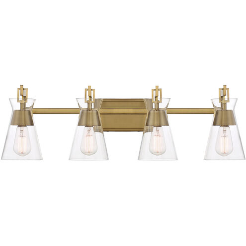 Lakewood 4 Light 32 inch Warm Brass Vanity Light Wall Light, Essentials