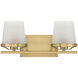 Klein 2 Light 15.5 inch Warm Brass Bathroom Vanity Light Wall Light, Lighting One
