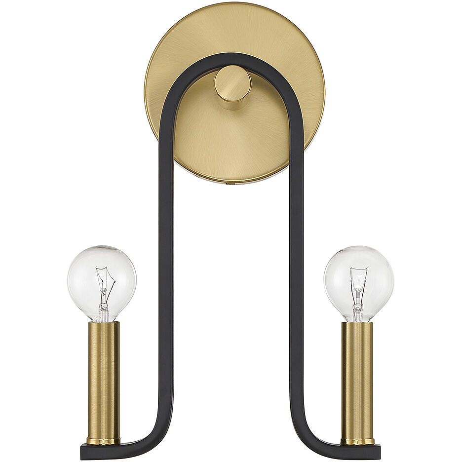 Archway 2 Light 9 inch Black with Warm Brass Accents ADA Wall Sconce Wall Light