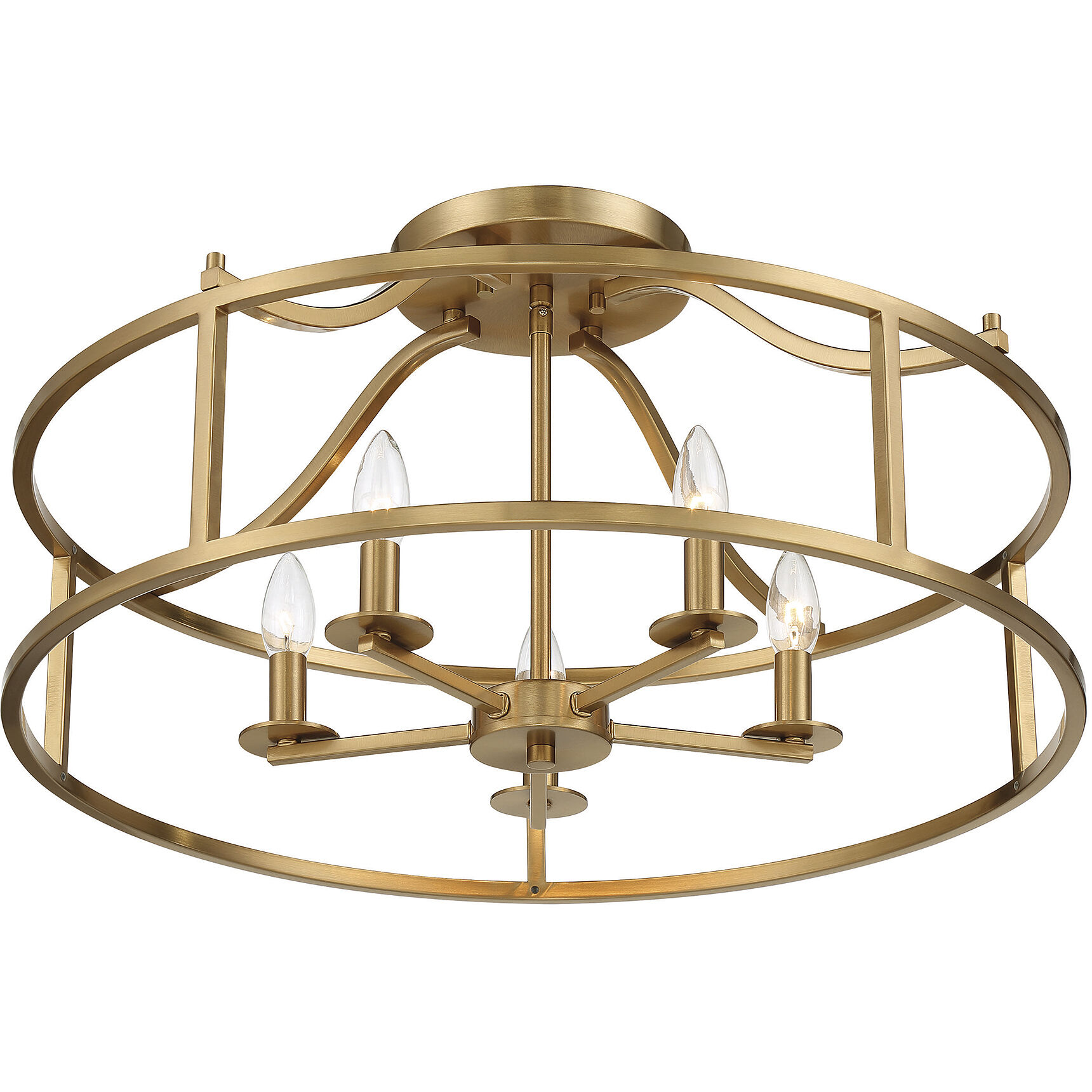 Stockton 5 Light 24 inch Warm Brass Semi-Flush Ceiling Light, Essentials