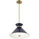 Lamar 3 Light 18 inch Navy Blue with Brass Accents Pendant Ceiling Light in Navy Blue/Brass