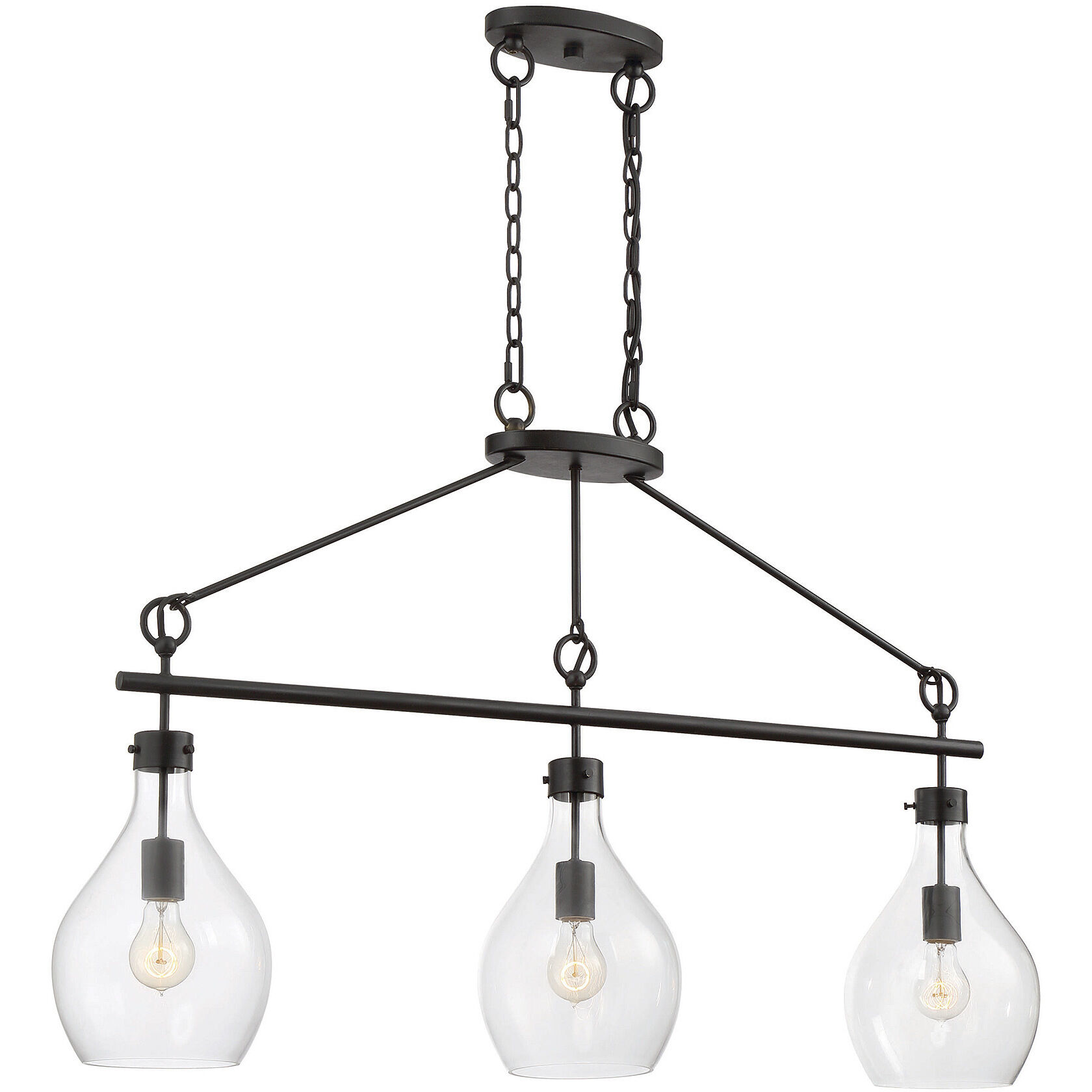 Pulaski 3 Light 42 inch Oiled Bronze Linear Chandelier Ceiling Light