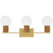 Jarrell 3 Light 24 inch Warm Brass Bathroom Vanity Light Wall Light