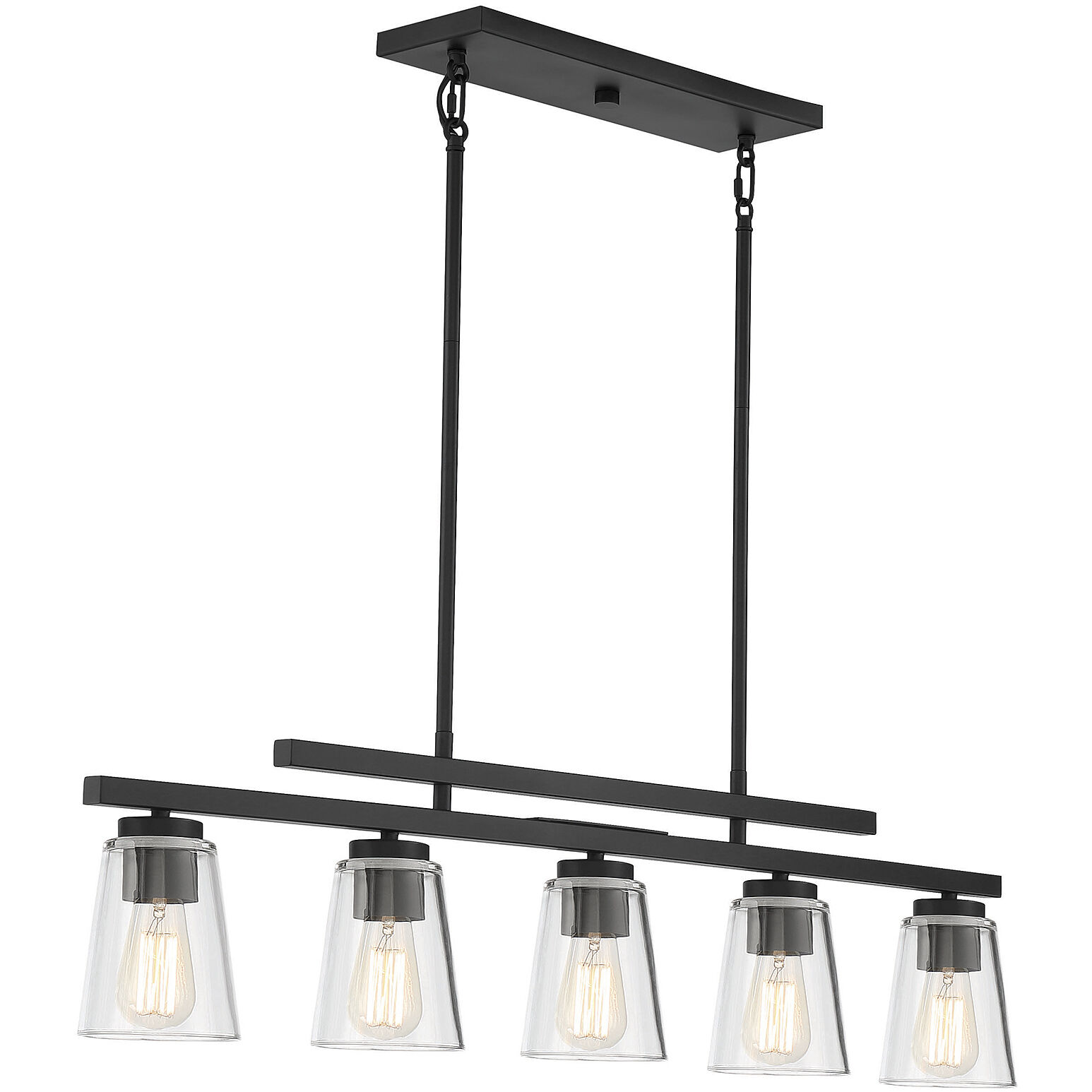 Calhoun 5 Light 40 inch Matte Black Linear Chandelier Ceiling Light, Essentials