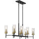 Marcello 8 Light 38 inch Black with Warm Brass Accents Linear Chandelier Ceiling Light
