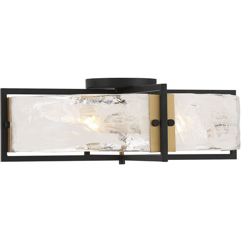 Hayward 4 Light 24 inch Black with Warm Brass Accents Semi-Flush Ceiling Light