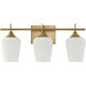 Octave 3 Light 21 inch Warm Brass Bathroom Vanity Light Wall Light, Essentials
