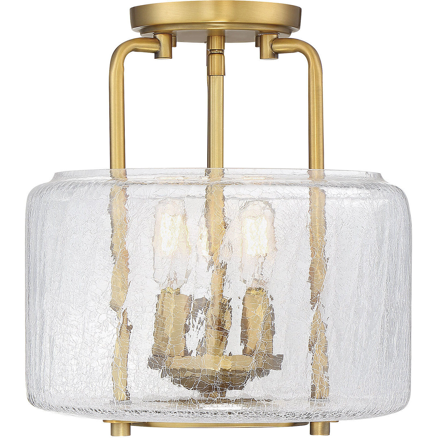 Avalon 3 Light 11.38 inch Warm Brass Semi-Flush Ceiling Light, Essentials