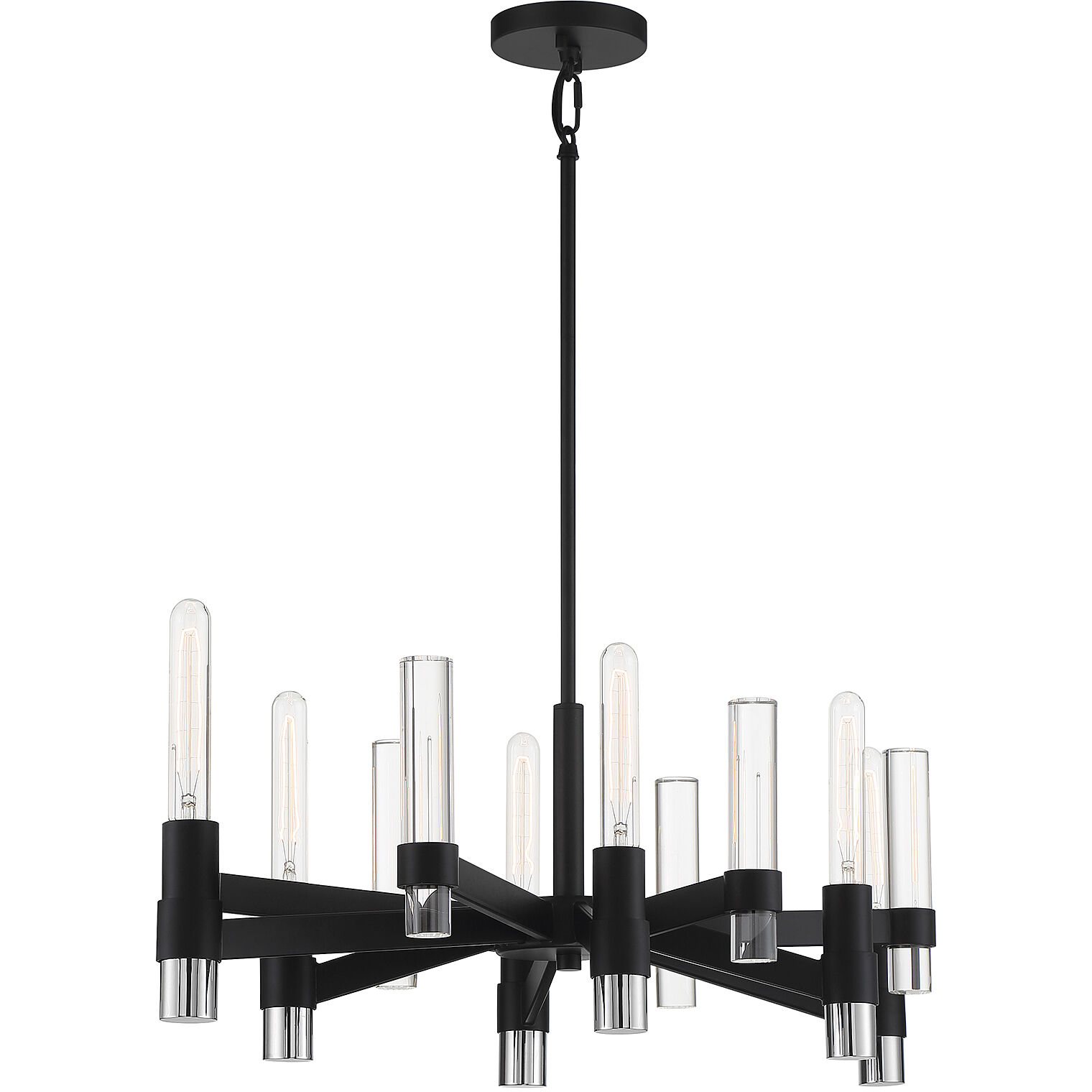 Windamere 6 Light 36 inch Textured Black with Polished Nickel Linear Chandelier Ceiling Light