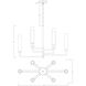 Folsom 6 Light 34 inch Matte Black with Polished Chrome Accents Linear Chandelier Ceiling Light, Adjustable