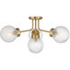 Coral 4 Light 27 inch Warm Brass Semi-Flush Ceiling Light