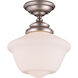 School House 1 Light 10 inch Pewter Semi-Flush Ceiling Light