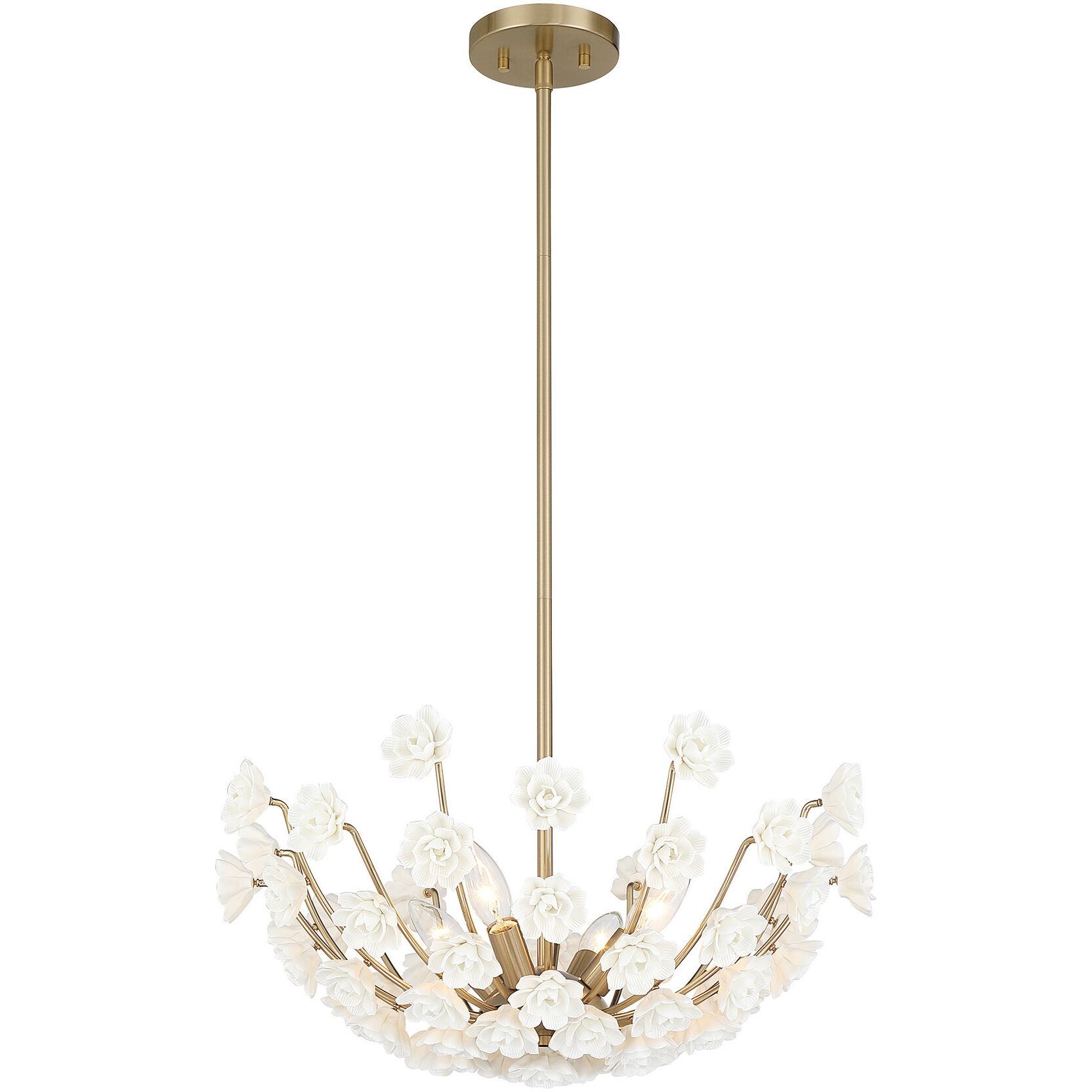 Flores 4 Light 20 inch Noble Brass Chandelier Ceiling Light
