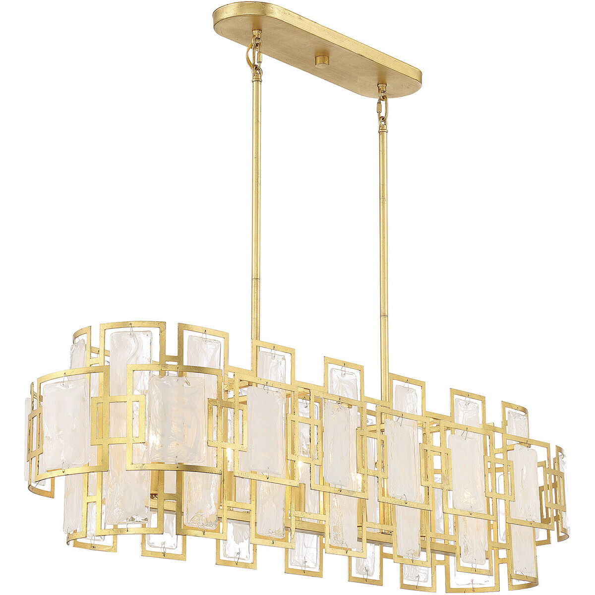 Portia 6 Light 42 inch Matte Black with True Gold Linear Chandelier Ceiling Light